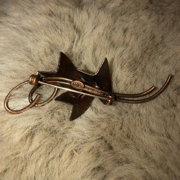 VTG TRIAD Marked Bronze Copper Metal Abstract Modernist Brooch Stars 2.75” - Picture 4 of 4